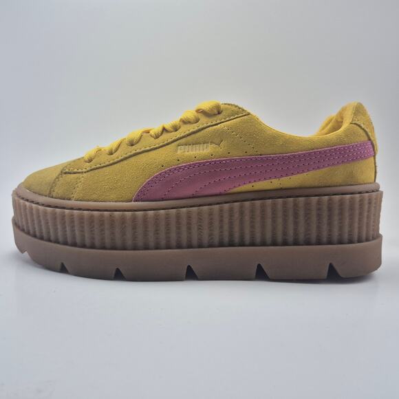 PUMA Fenty x Cleated Creeper Suede Yellow/Pink Platform Shoes Womens Size 7.5 - Picture 1 of 12